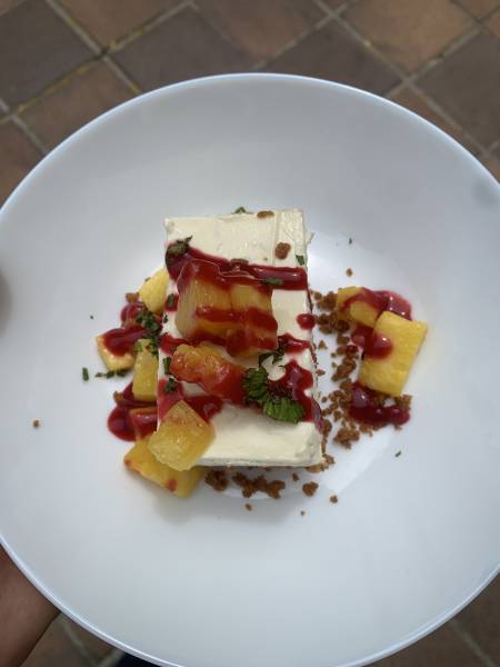 Cheesecake spéculos ananas et fruits de la passion